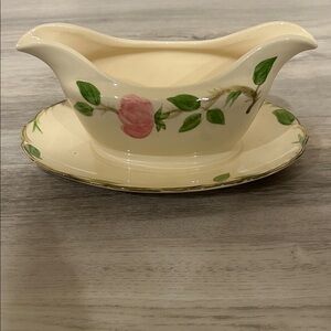Vintage Franciscan Dessert Rose  Gravy Boat with Saucer